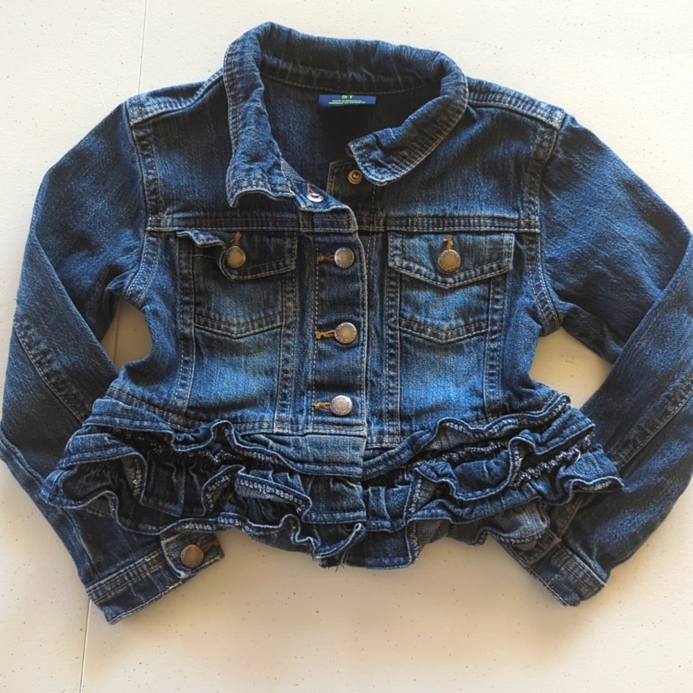 Girls 5T Ruffled Hem Jean Jacket
